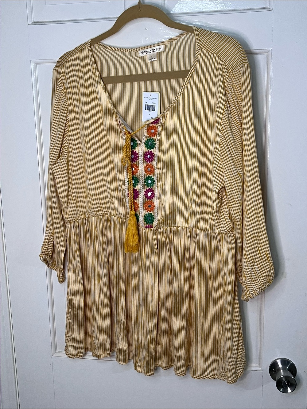 Studio West Yellow & White Striped Tunic